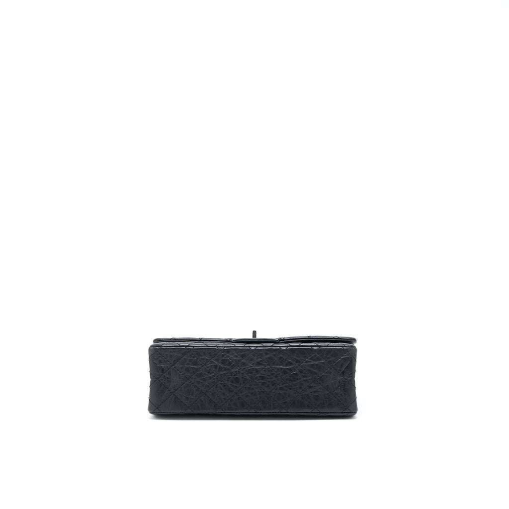CHANEL SMALL 2.55 REISSUE FLAP BAG AGED CALFSKIN BLACK WITH RUTHENIUM HARDWARE