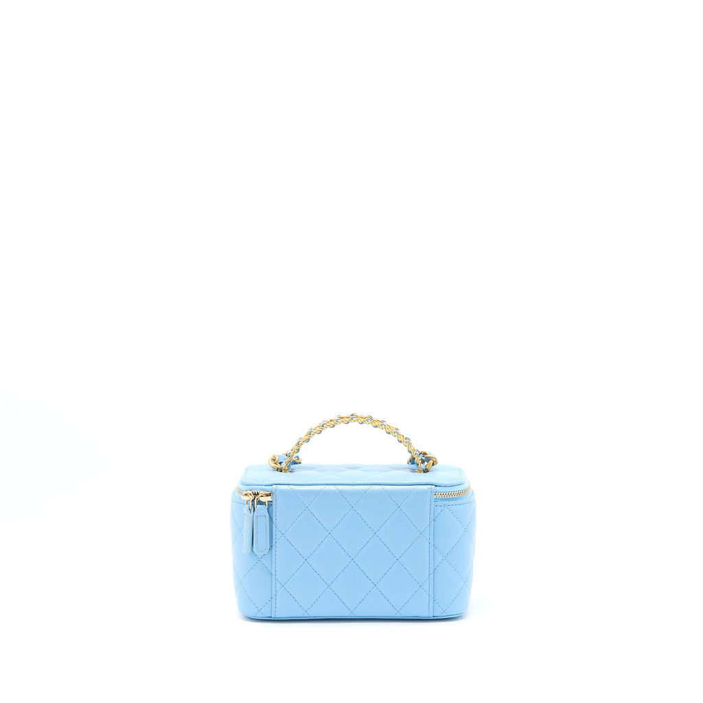 CHANEL 22S LETTER TOP HANDLE LONG VANITY CAVIAR BLUE GHW