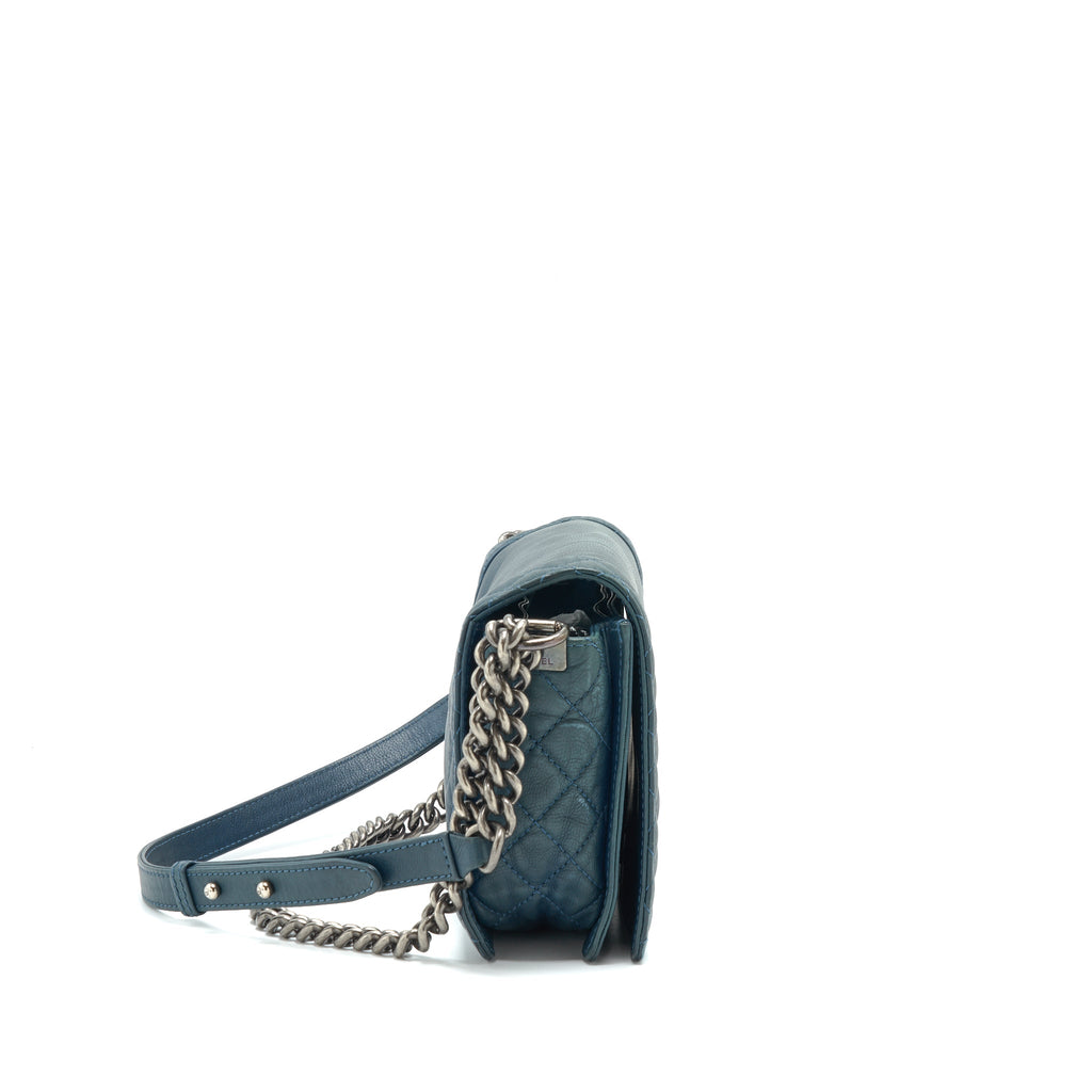 CHANEL BOY BAG SOFT CALFSKIN DARK BLUE RUTHENIUM HARDWARE