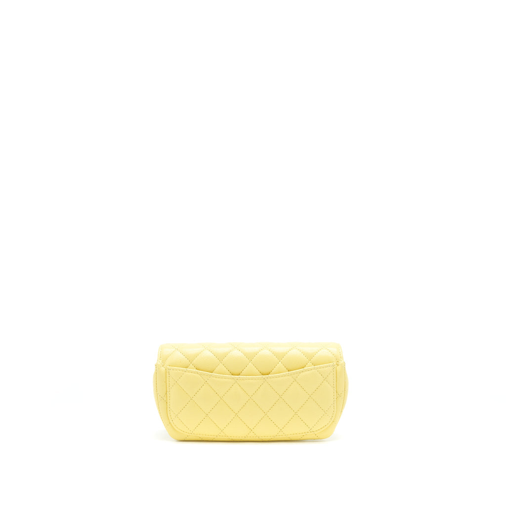 CHANEL GLASSES CASE WITH CHAIN CAVIAR YELLOW