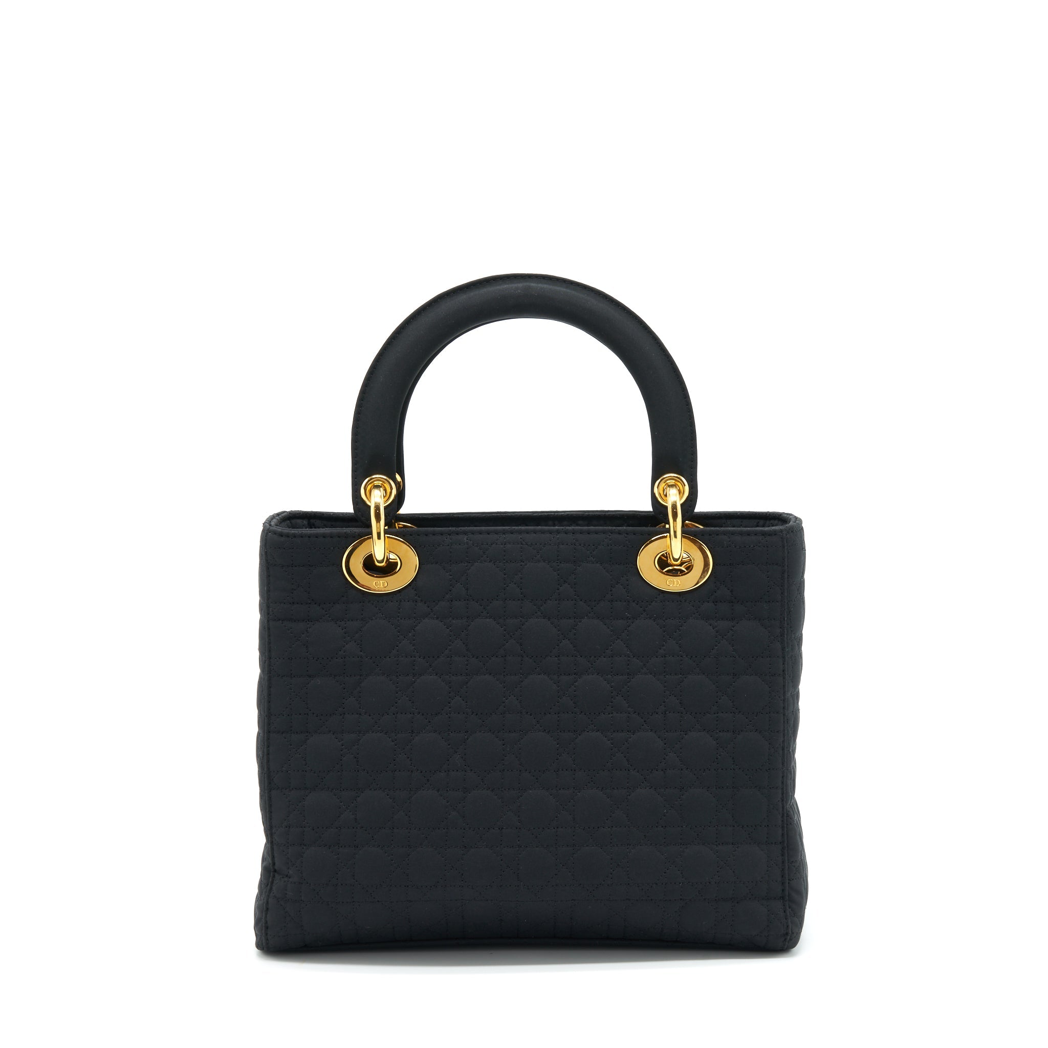 DIOR VINTAGE MEDIUM LADY DIOR FABRIC BLACK GHW