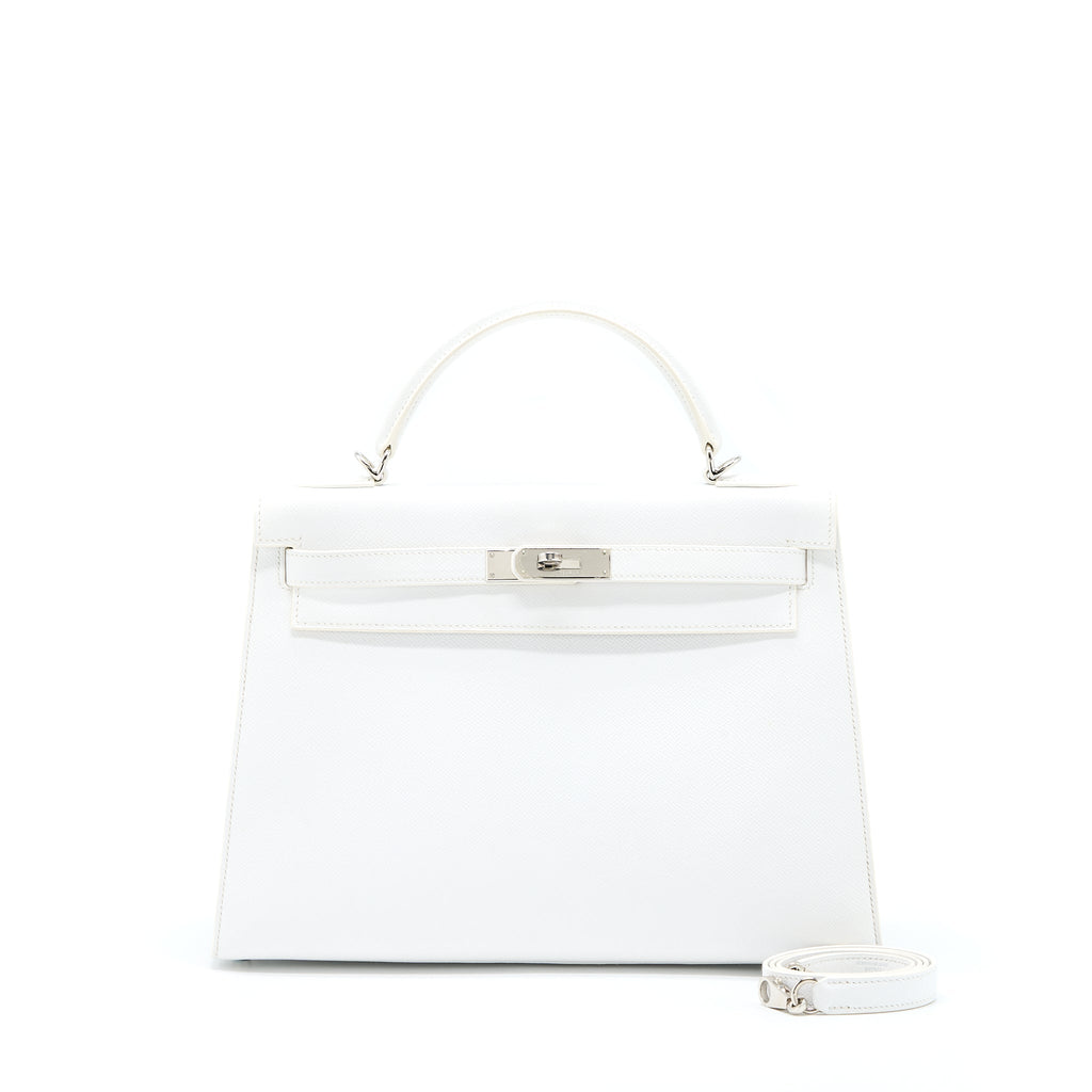 HERMES KELLY 32 EPSOM BLANC SHW