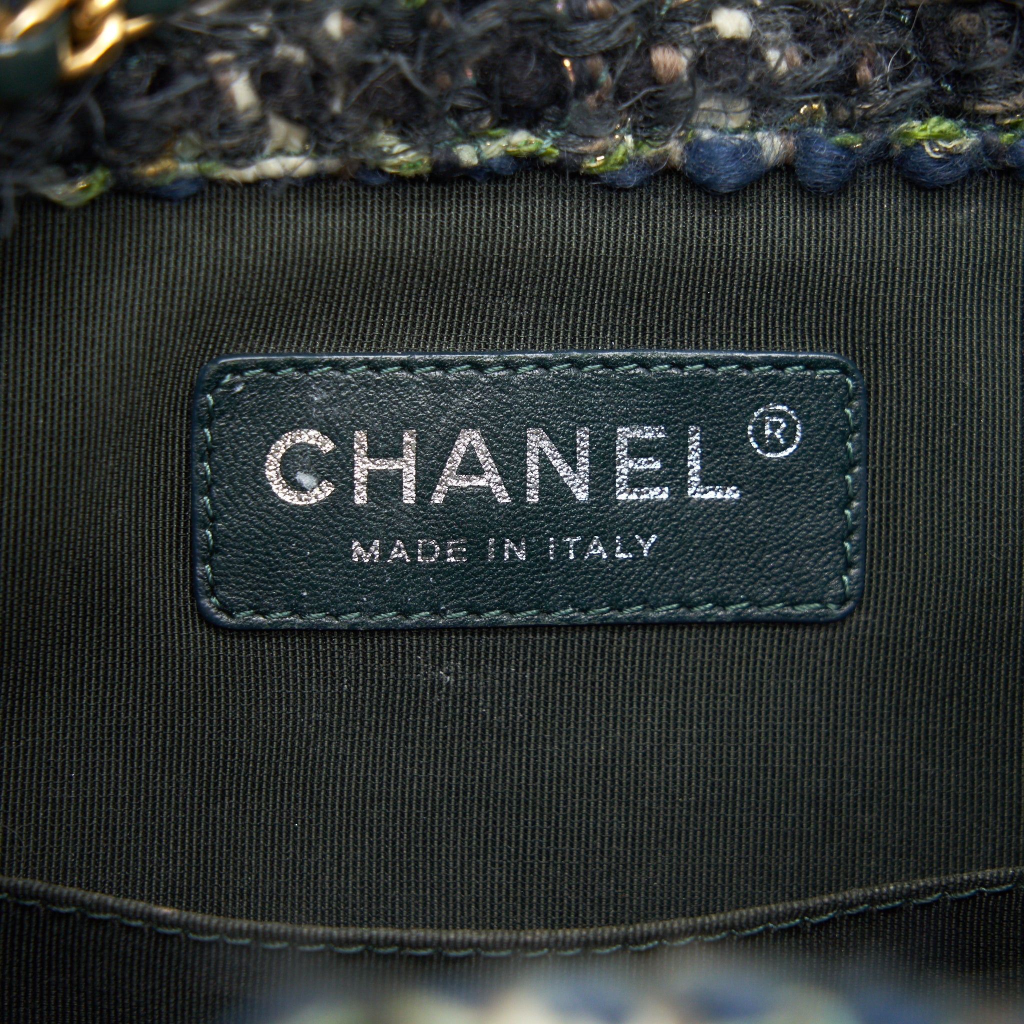 CHANEL GABRIELLE TWEED BACKPACK DARK GREEN