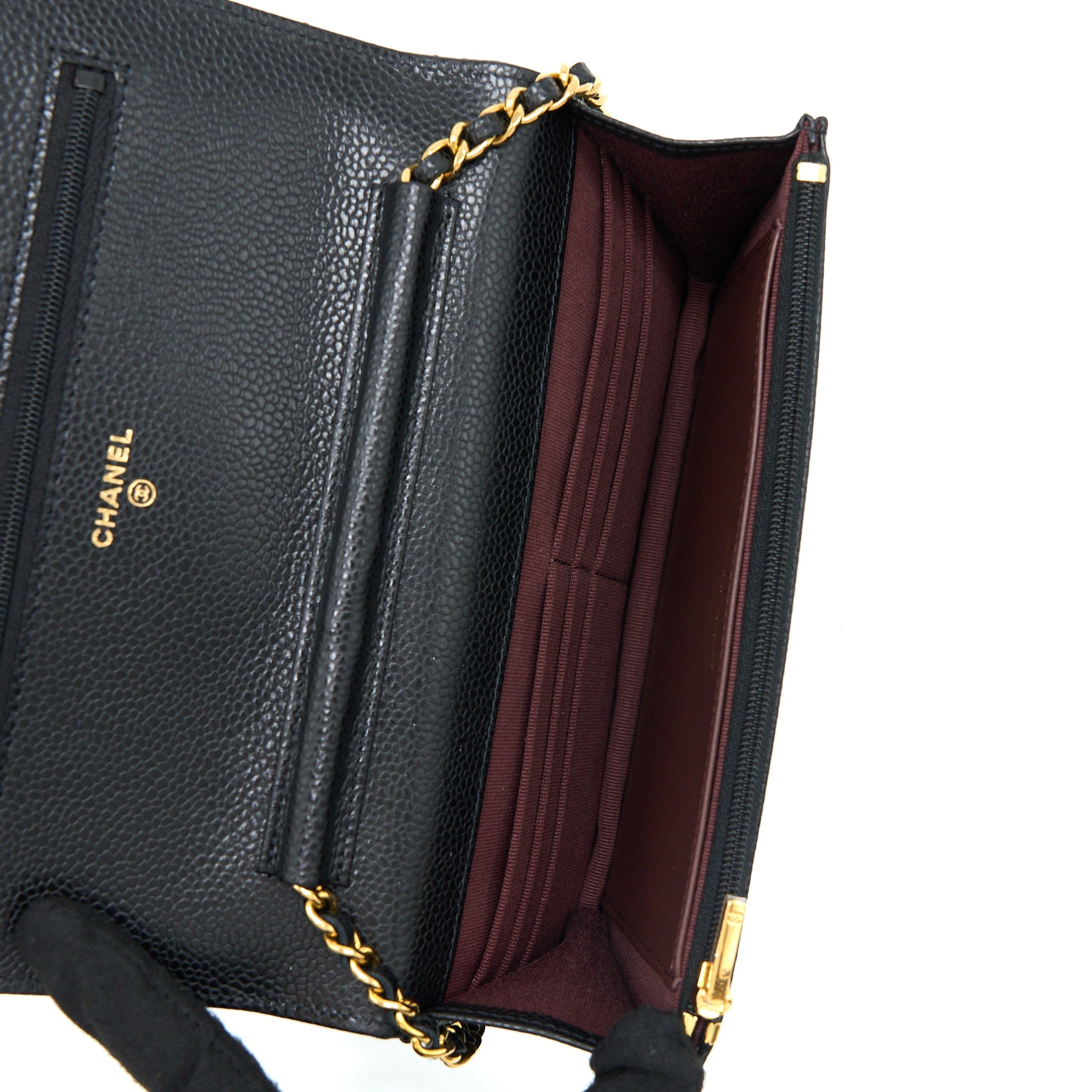 CHANEL CLASSIC WALLET ON CHAIN CAVIAR BLACK GHW (MICROCHIP)