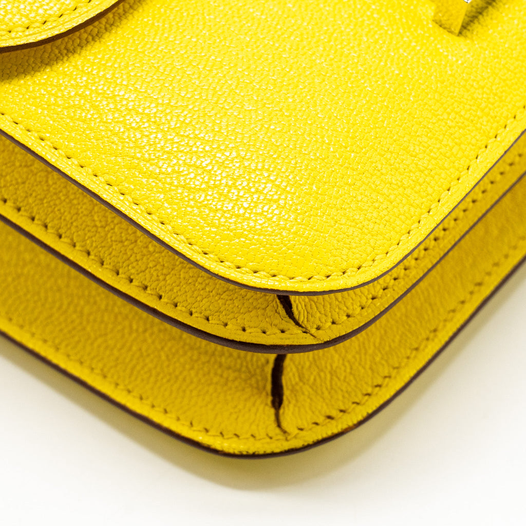HERMES MINI CONSTANCE CHEVRE MYSORE JAUNE CITRON SHW