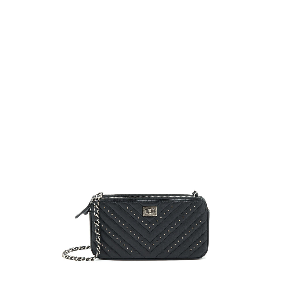 CHANEL REISSUE WALLET ON CHAIN CALFSKIN BLACK RUTHENIUM HARDWARE