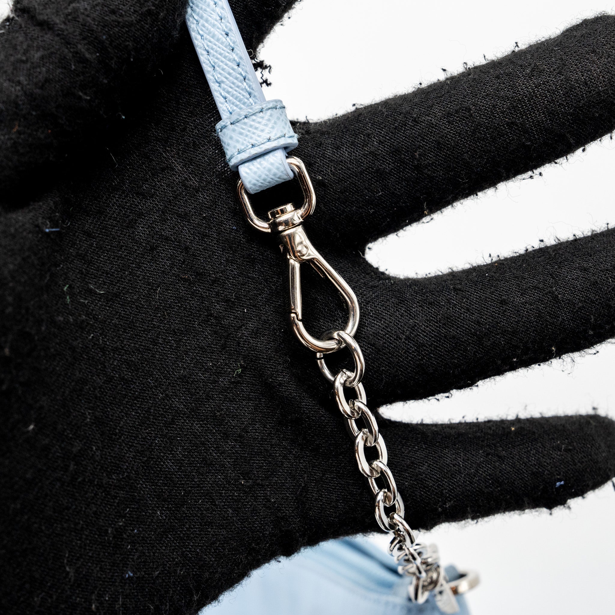 PRADA RE-NYLON ZIP SHOULDER BAG LIGHT BLUE SHW