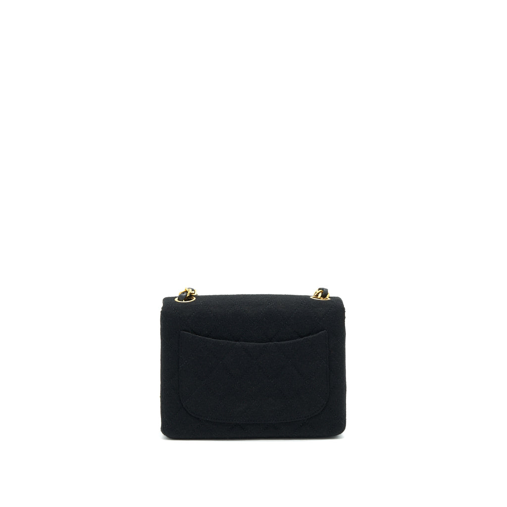 CHANEL VINTAGE FABRIC MINI SQUARE FLAP BAG BLACK GHW