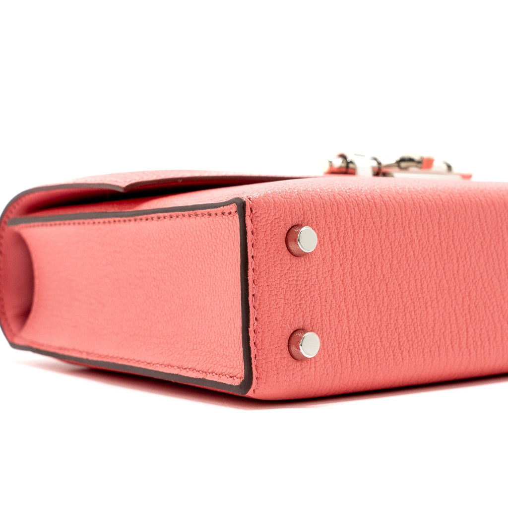 HERMES MINI VERROU CHEVRE MYSORE ROSE ETE MULTICOLOR STRAP SHW