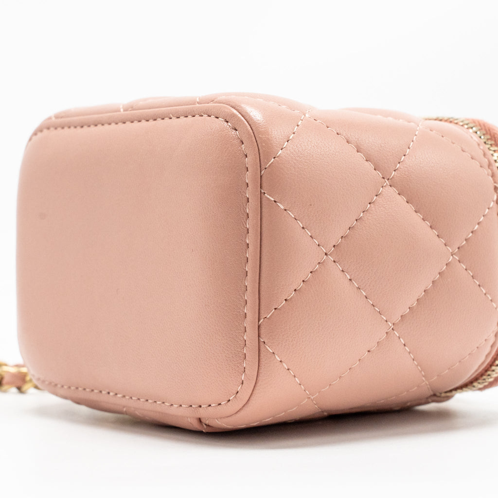 CHANEL PEARL CRUSH MINI VANITY WITH CHAIN LAMBSKIN PINK GHW