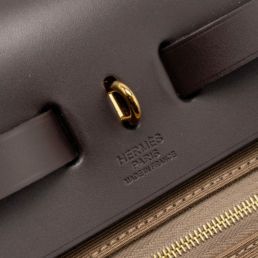 HERMES HERBAG 31 ZIP BAG CANVAS / HUNTER DUNE/ETOUEP/EBENE GHW