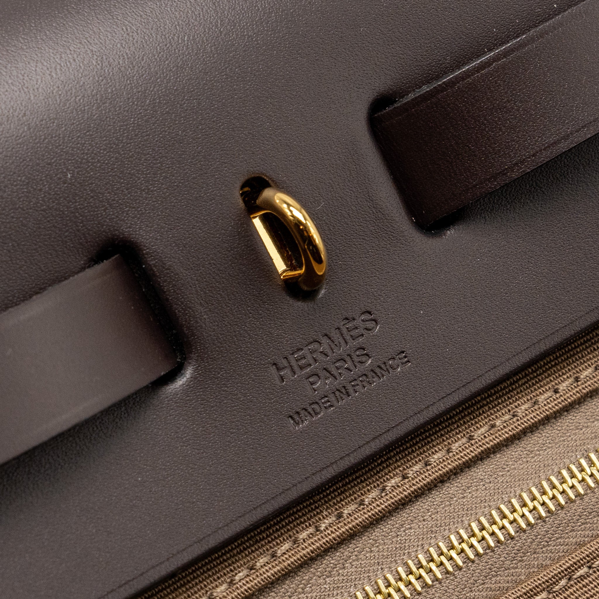 HERMES HERBAG 31 ZIP BAG CANVAS / HUNTER DUNE/ETOUEP/EBENE GHW