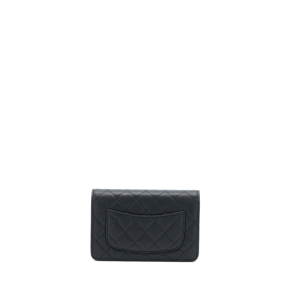 CHANEL 23C GIANT CC LOGO WALLET ON CHAIN CAVIAR BLACK LGHW (MICROCHIP)