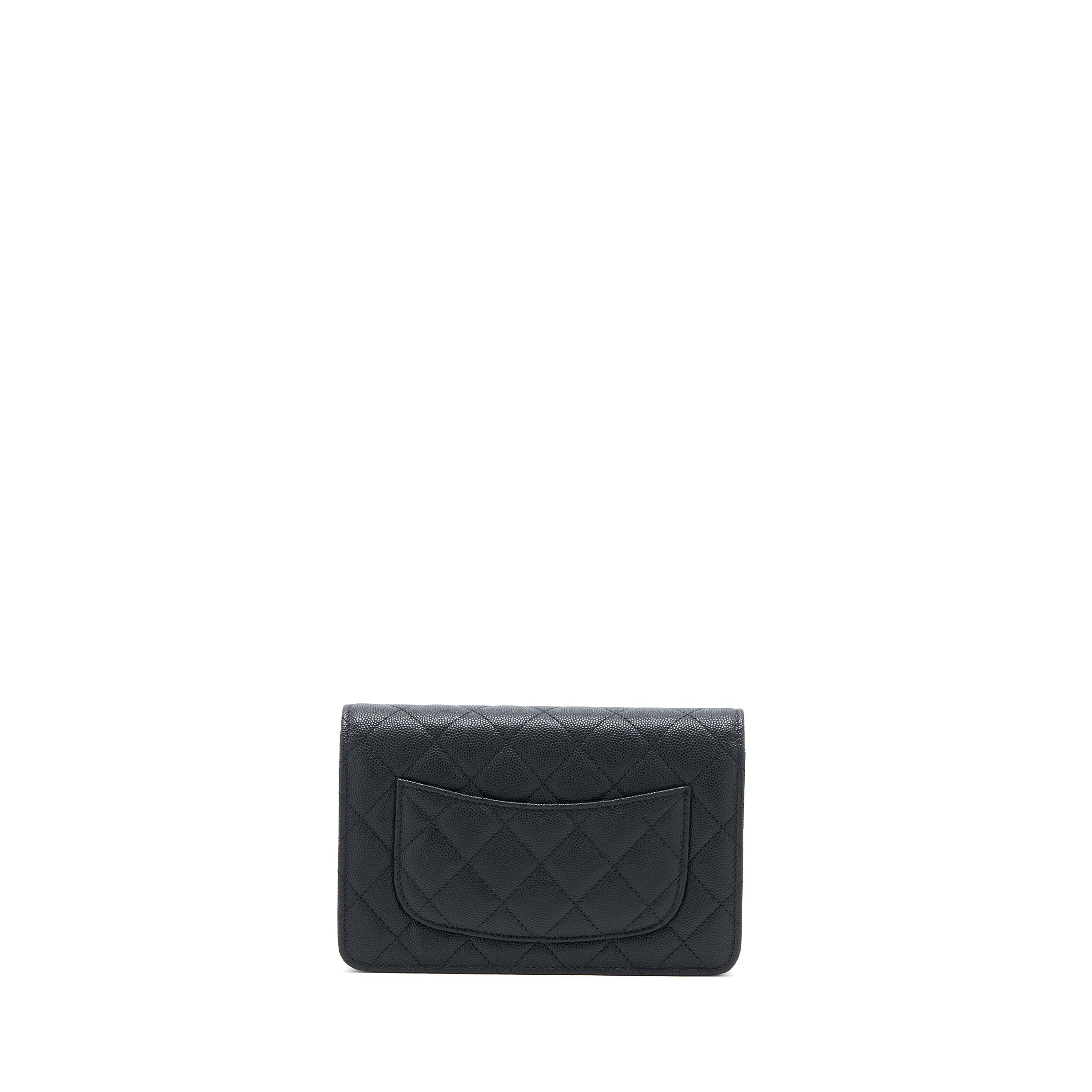 CHANEL 23C GIANT CC LOGO WALLET ON CHAIN CAVIAR BLACK LGHW (MICROCHIP)