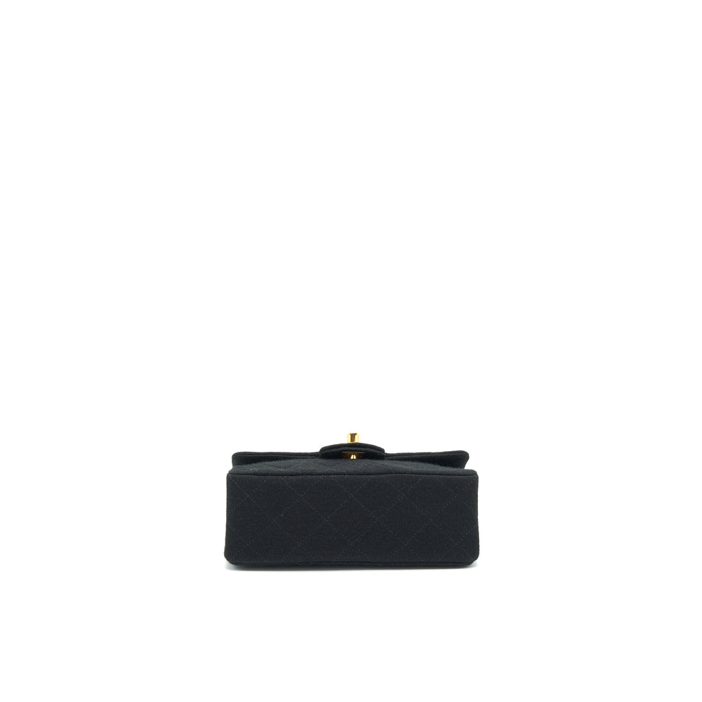 CHANEL VINTAGE FABRIC MINI SQUARE FLAP BAG BLACK GHW