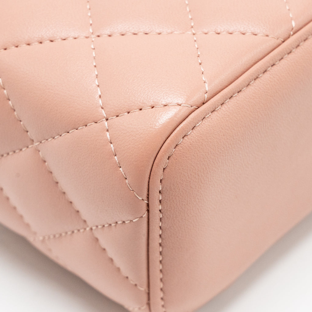 CHANEL PEARL CRUSH MINI VANITY WITH CHAIN LAMBSKIN PINK GHW