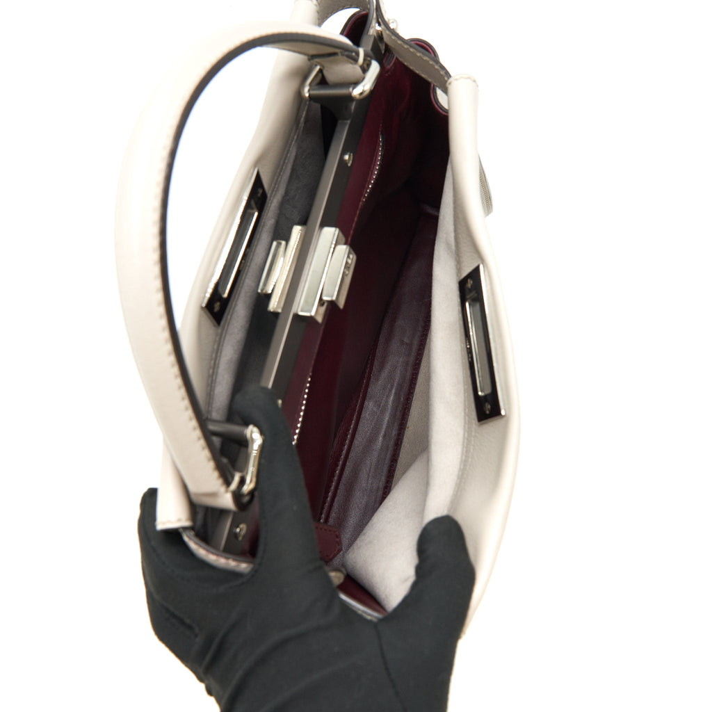 FENDI MEDIUM PEEKABOO BAG LIGHT GREY WITH SHW
