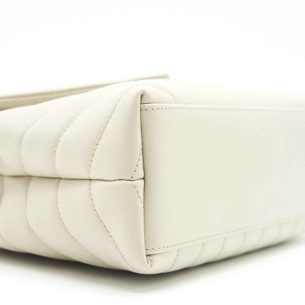 SAINT LAURENT LOU LOU SMALL QUILTED Y LEATHER SHOULDER BAG IN WHITE