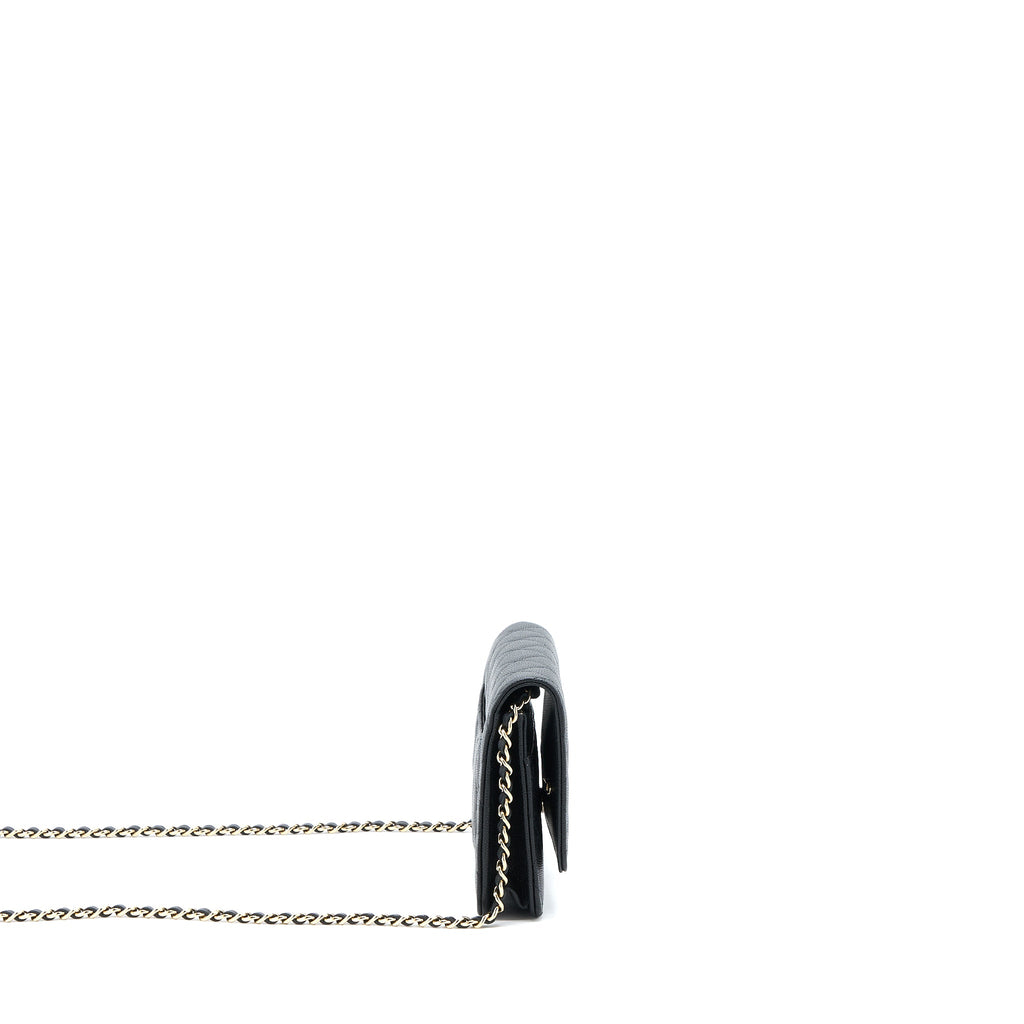 CHANEL 23C GIANT CC LOGO WALLET ON CHAIN CAVIAR BLACK LGHW (MICROCHIP)