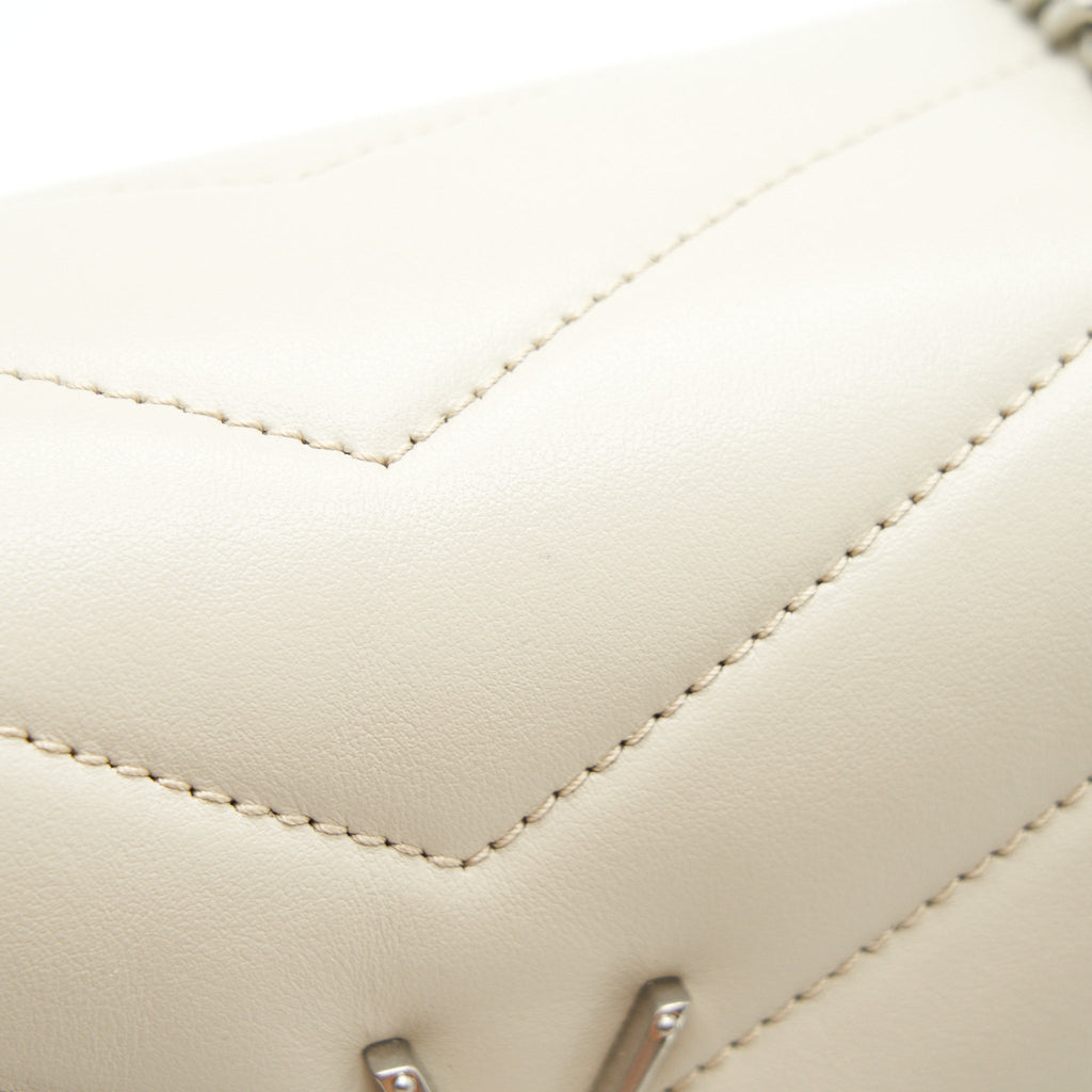 SAINT LAURENT LOU LOU SMALL QUILTED Y LEATHER SHOULDER BAG IN WHITE