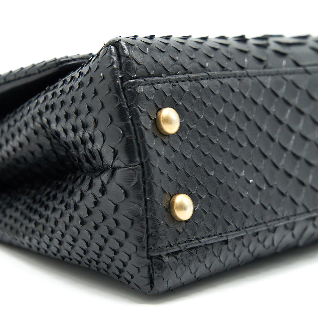 CHANEL COCO HANDLE MINI PYTHON LEATHER BLACK GHW