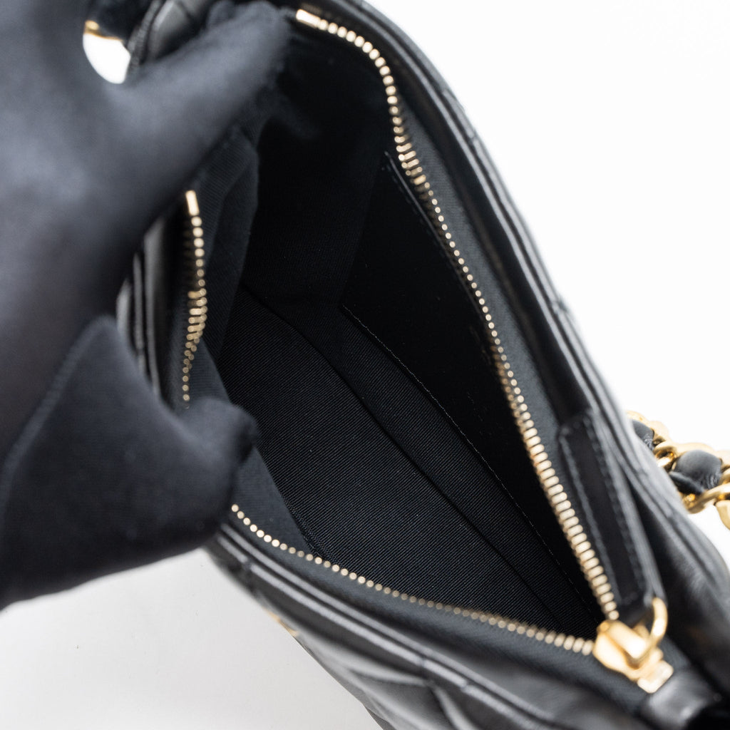 CHANEL 22K HOBO SHOULDER BAG LAMBSKIN BLACK GHW (MICROCHIP)