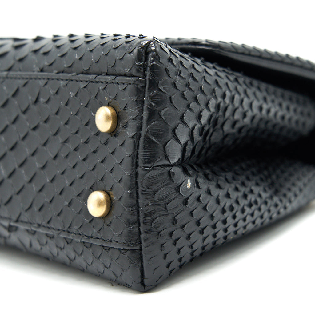 CHANEL COCO HANDLE MINI PYTHON LEATHER BLACK GHW
