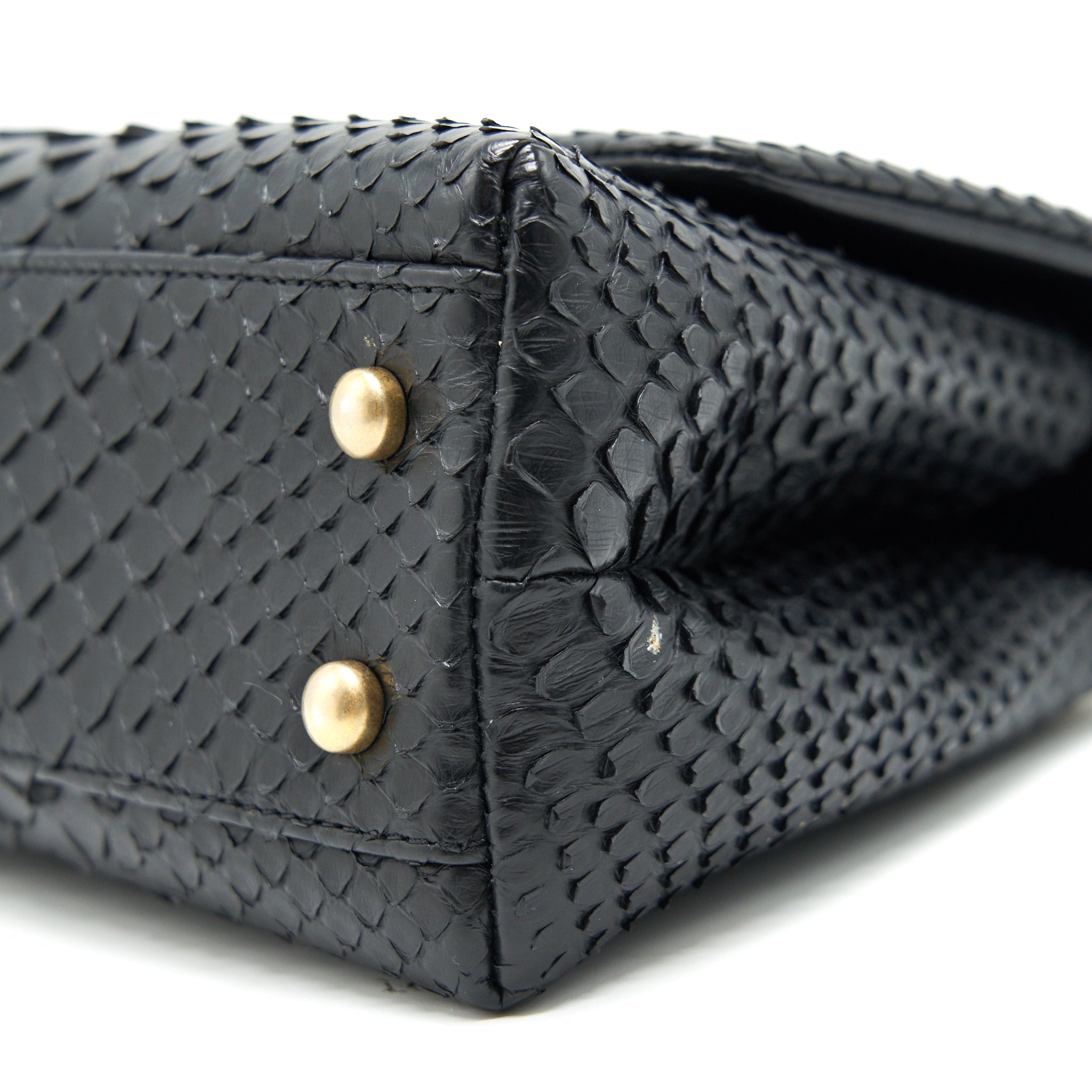 CHANEL COCO HANDLE MINI PYTHON LEATHER BLACK GHW