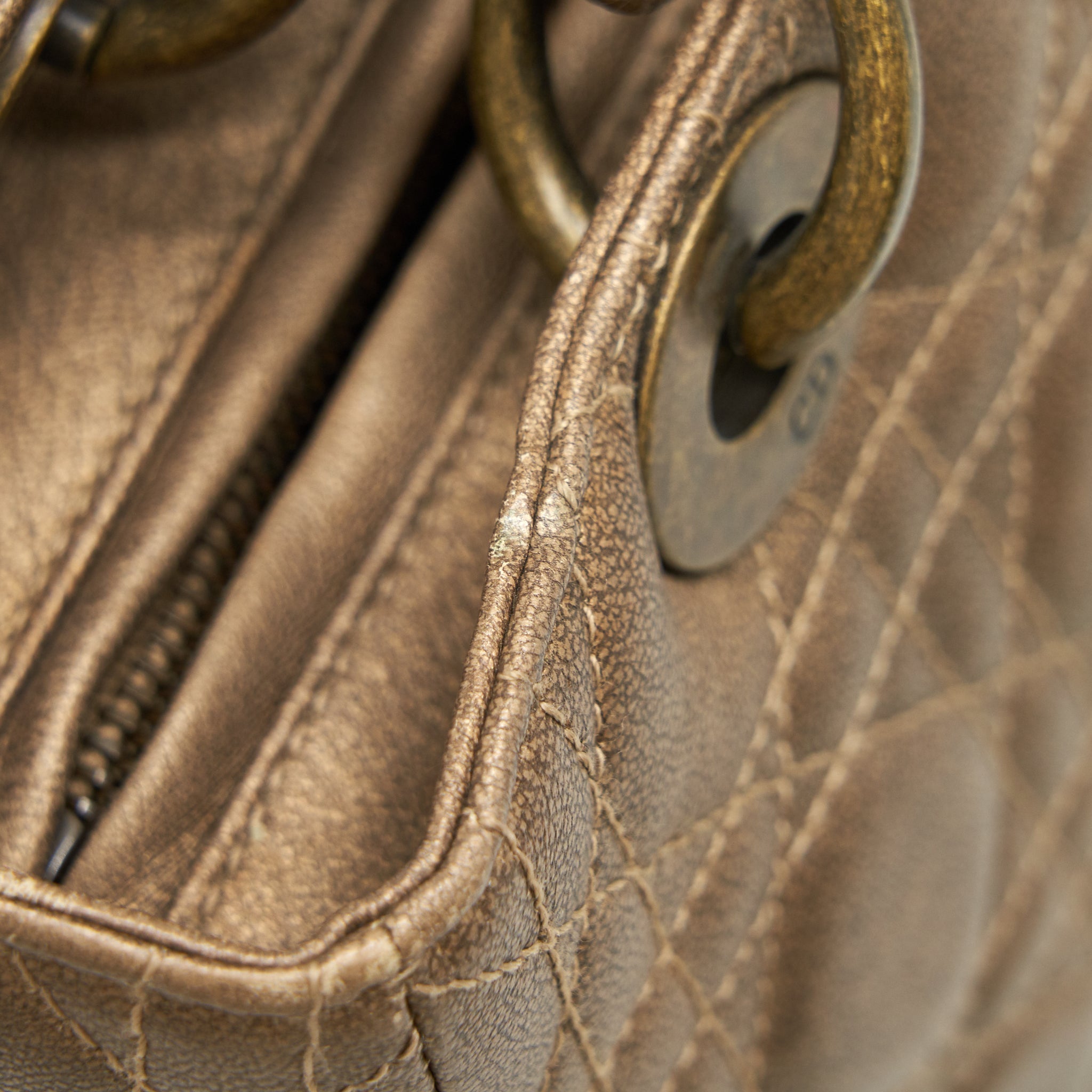 DIOR LADY DIOR MEDIUM IN BRONZE WITH BRONZE HARDWARE