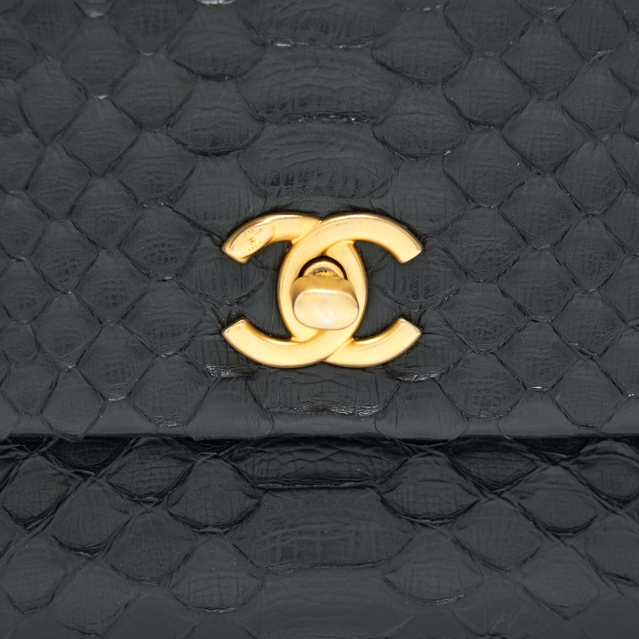 CHANEL COCO HANDLE MINI PYTHON LEATHER BLACK GHW