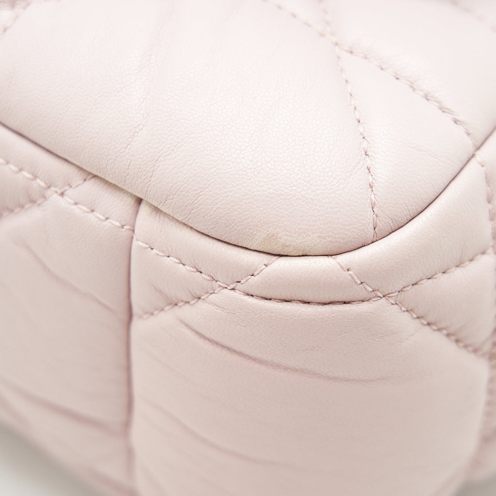 CHRISTIAN DIOR CANNAGE LEATHER FLAP BAG IN LIGHT PINK GHW