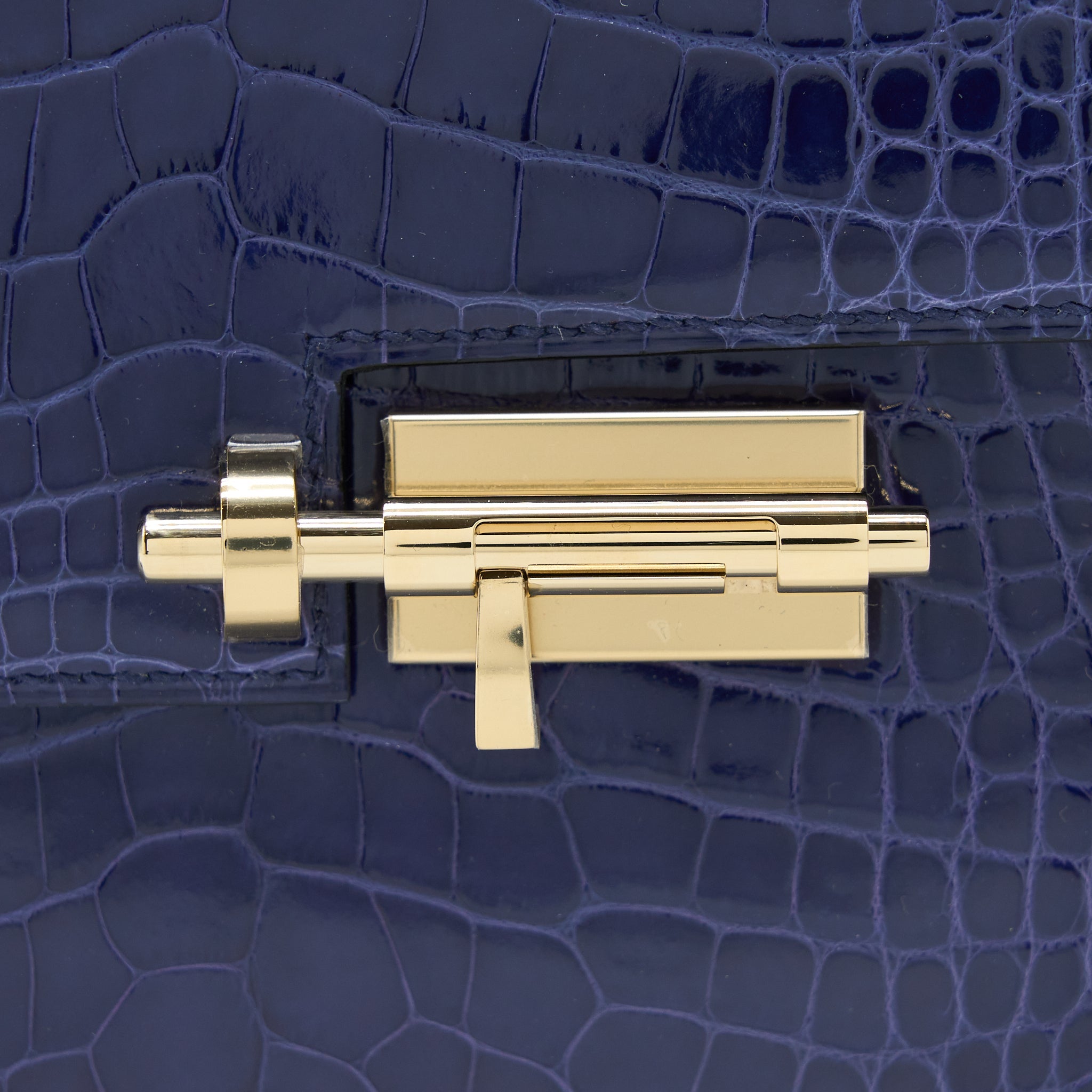 HERMES MINI VERROU ALLIGATOR MISSISSIPPIENSIS M3 BLUE ENCRE GHW