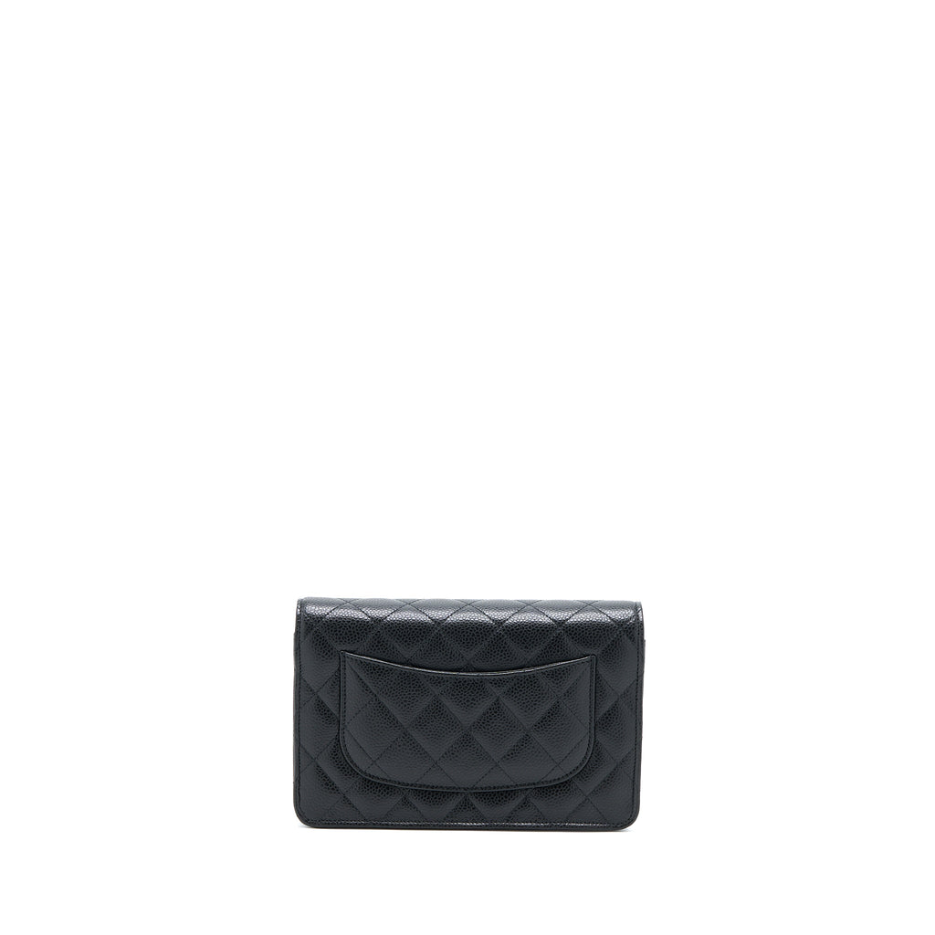 CHANEL CLASSIC WALLET ON CHAIN CAVIAR BLACK GHW (MICROCHIP)