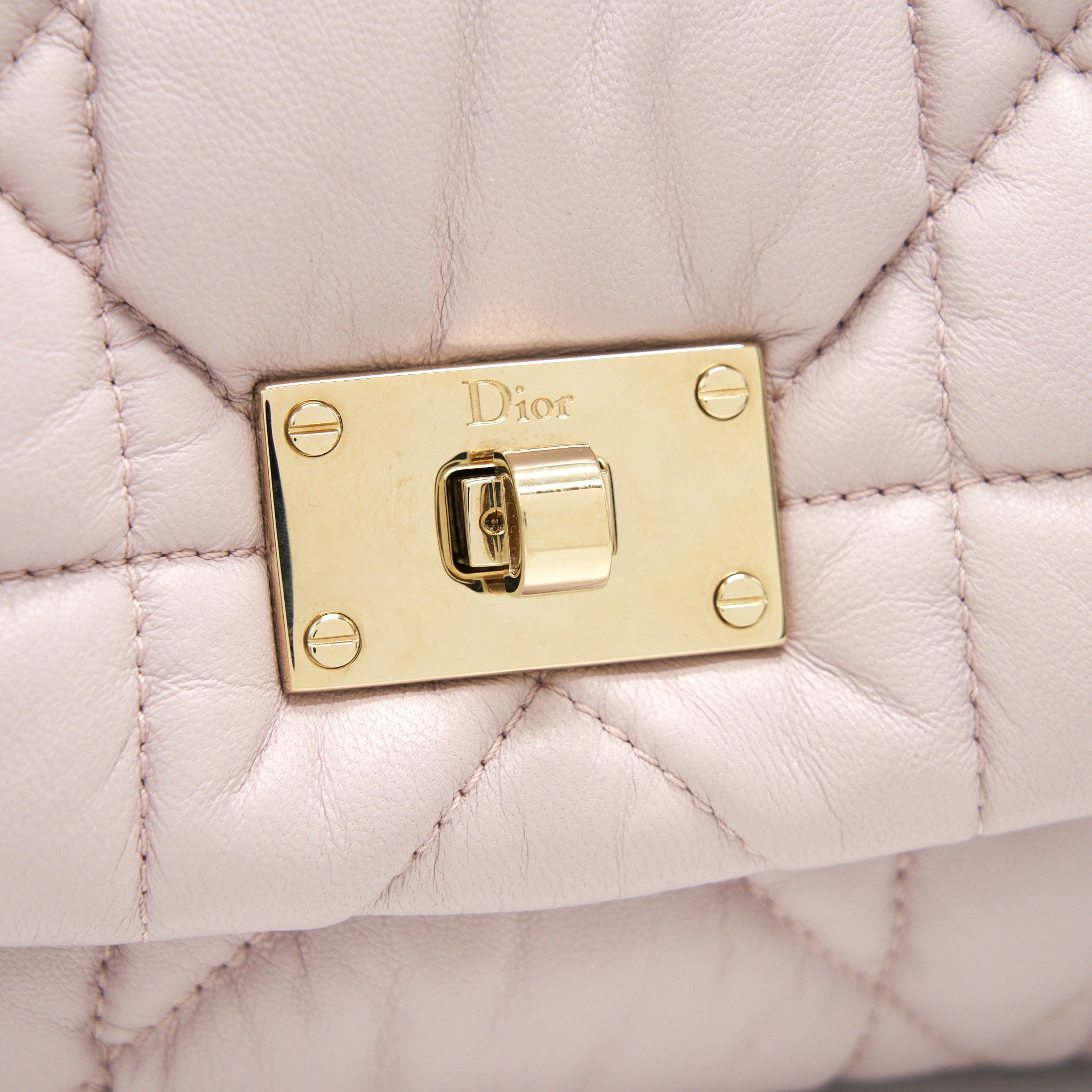 CHRISTIAN DIOR CANNAGE LEATHER FLAP BAG IN LIGHT PINK GHW