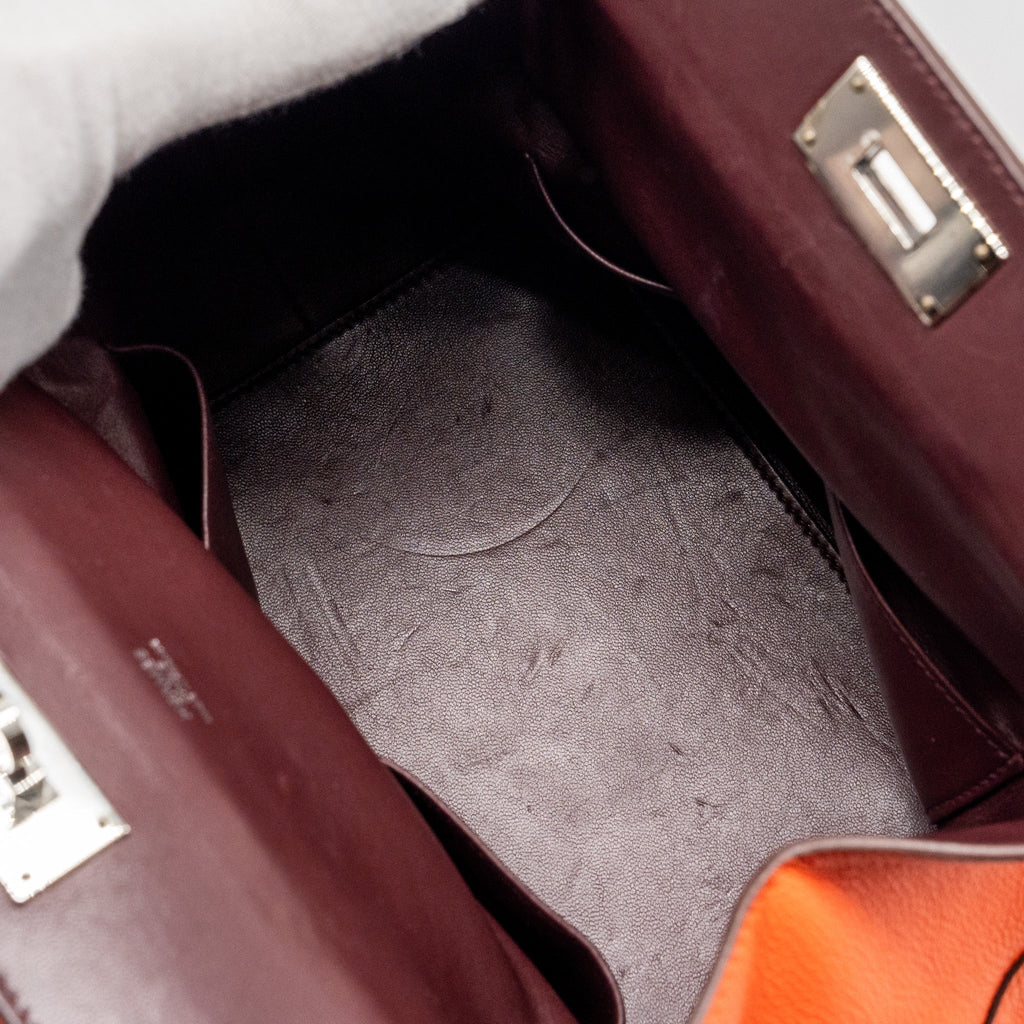 HERMES TOOL BOX 20 EVERCOLOR ORANGE POPPY/ BORDEAUX SHW