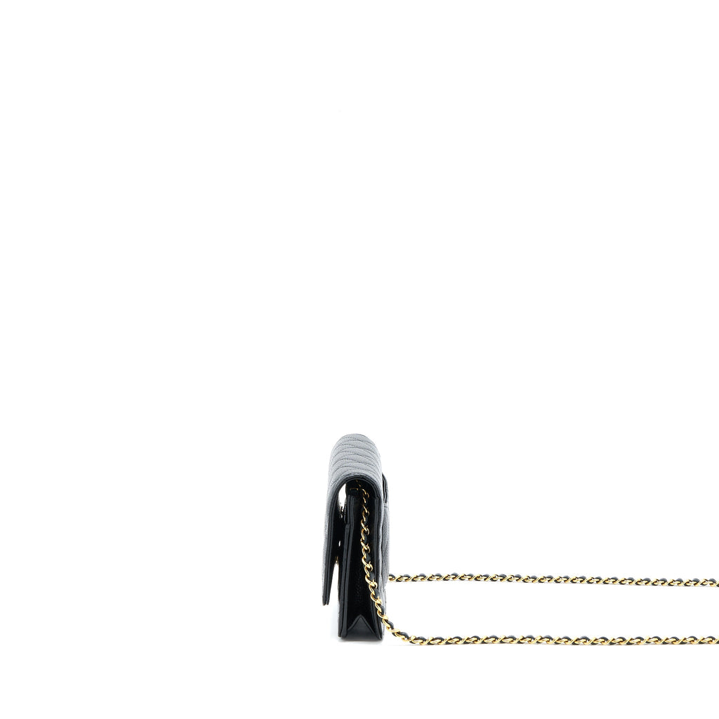 CHANEL CLASSIC WALLET ON CHAIN CAVIAR BLACK GHW (MICROCHIP)