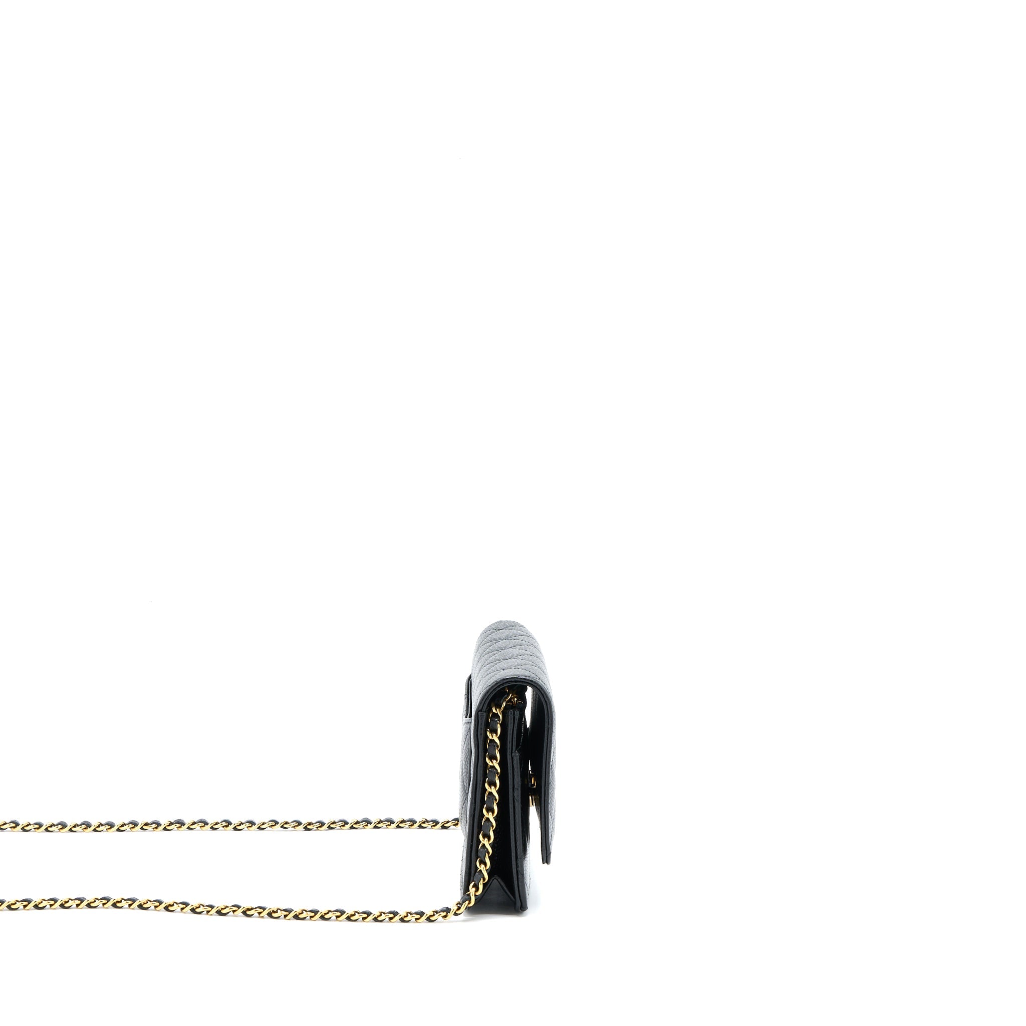 CHANEL CLASSIC WALLET ON CHAIN CAVIAR BLACK GHW (MICROCHIP)