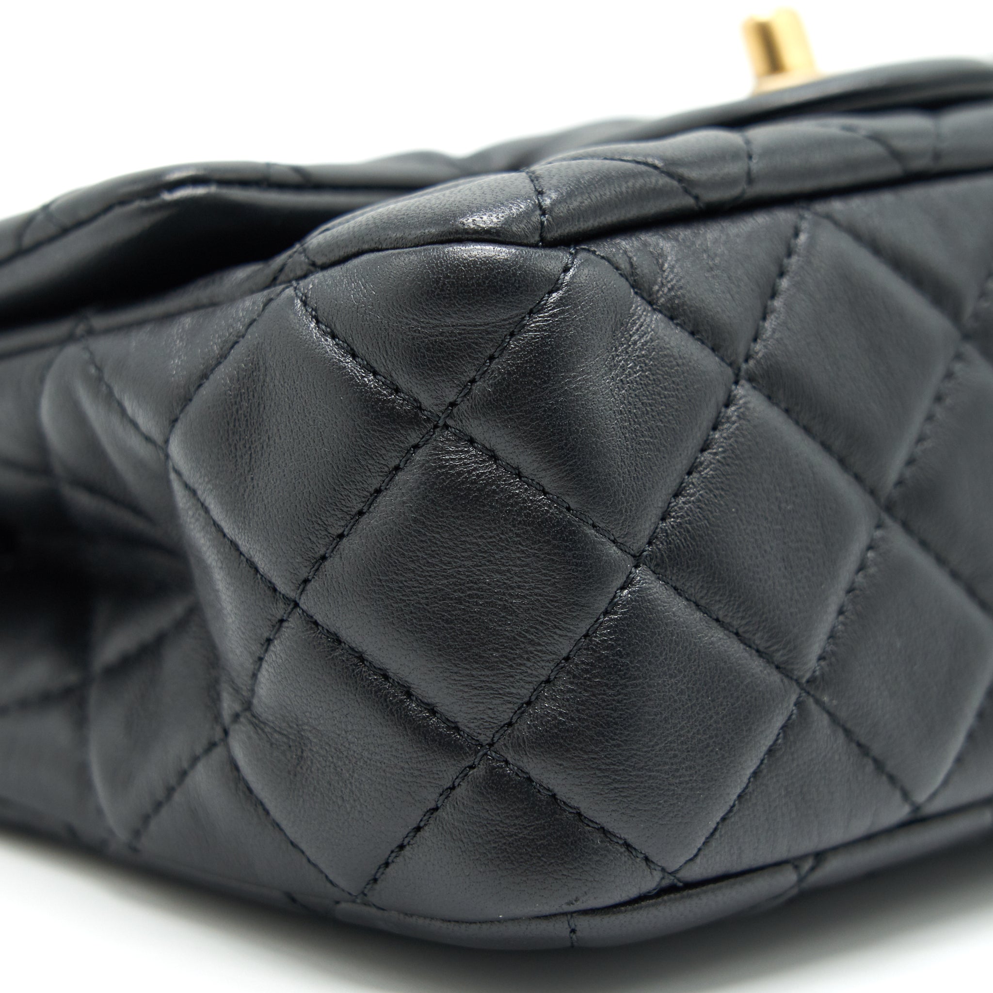 CHANEL PEARL CRUSH CRUSH MINI SQUARE FLAP BAG BLACK GHW