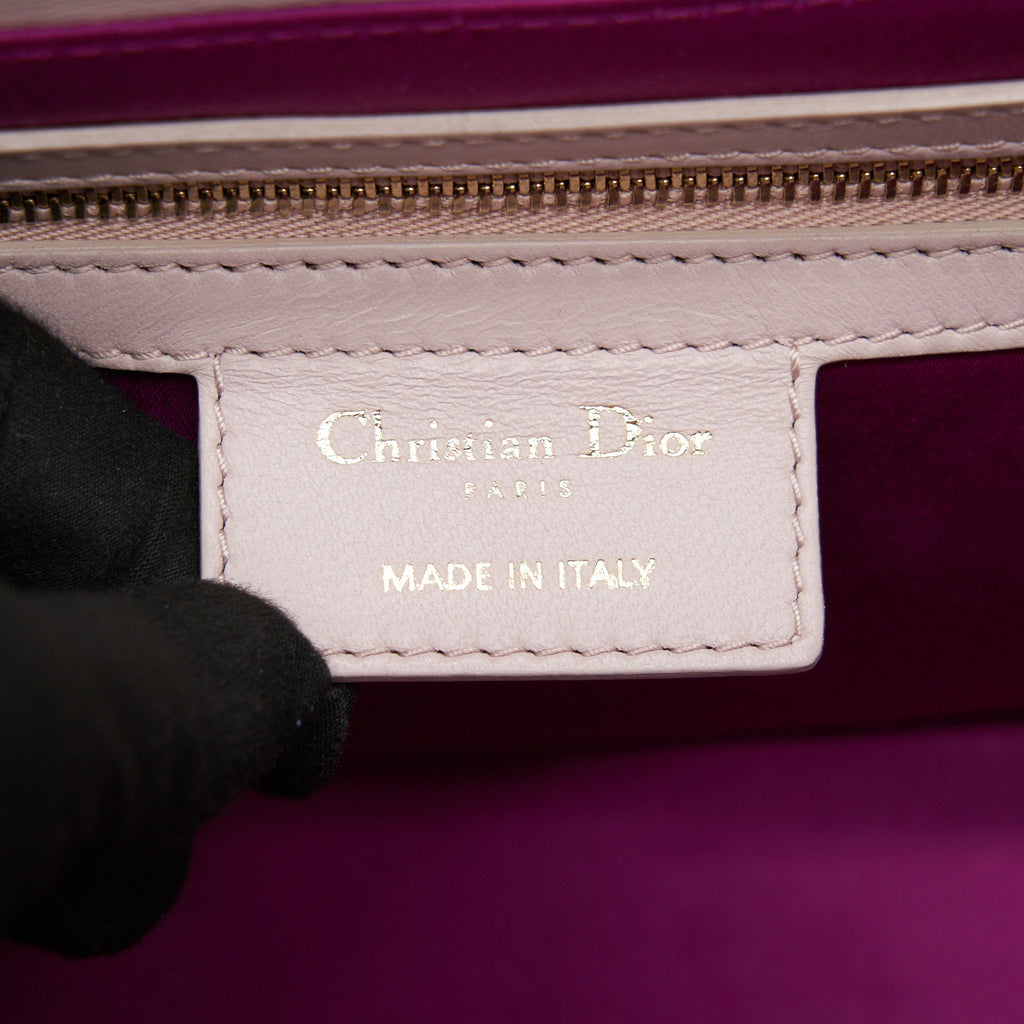 CHRISTIAN DIOR CANNAGE LEATHER FLAP BAG IN LIGHT PINK GHW