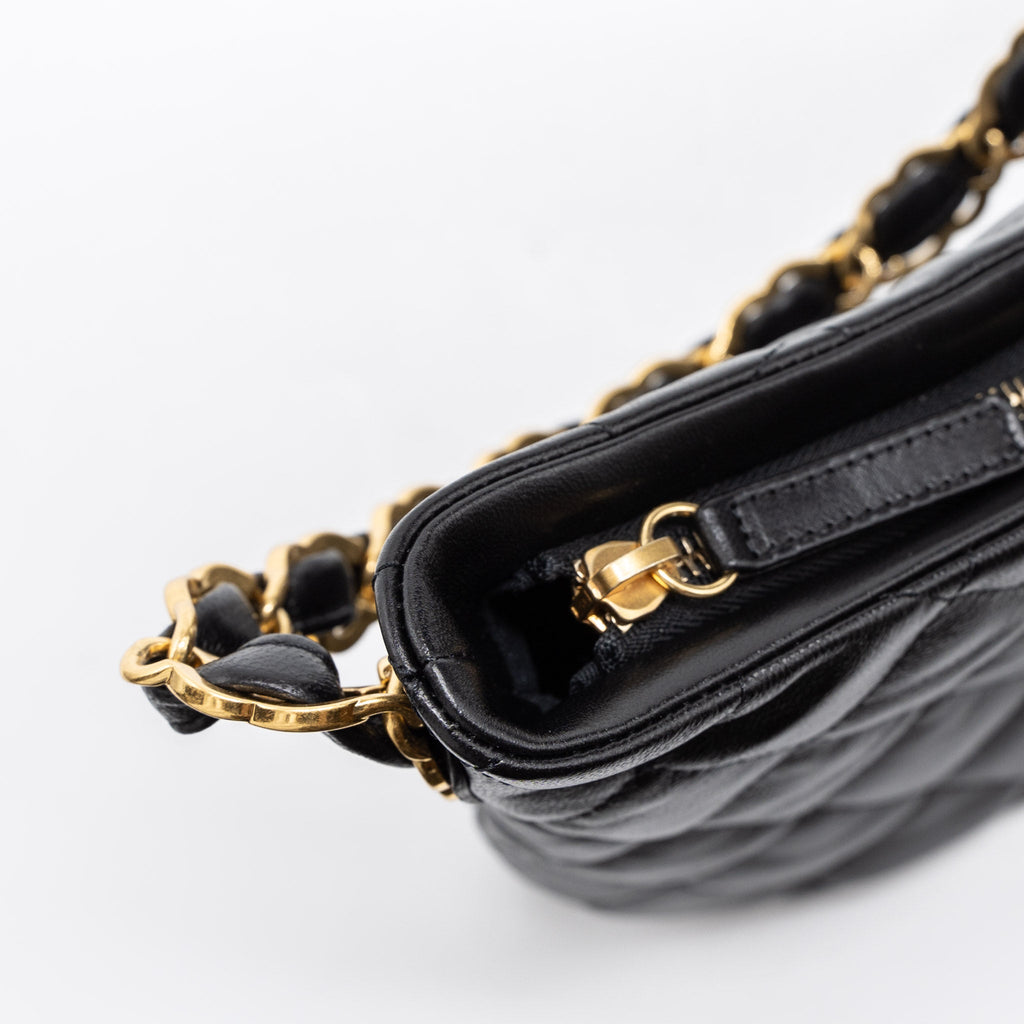 CHANEL 22K HOBO SHOULDER BAG LAMBSKIN BLACK GHW (MICROCHIP)