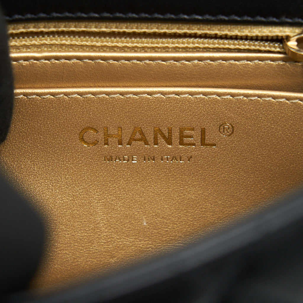 CHANEL PEARL CRUSH CRUSH MINI SQUARE FLAP BAG BLACK GHW