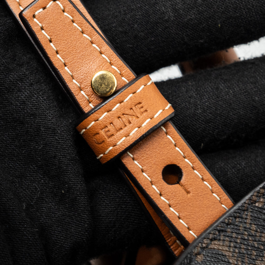 CELINE CABAS VERTICAL IN TRIOMPHE CANVAS AND CALFSKIN TAN GHW