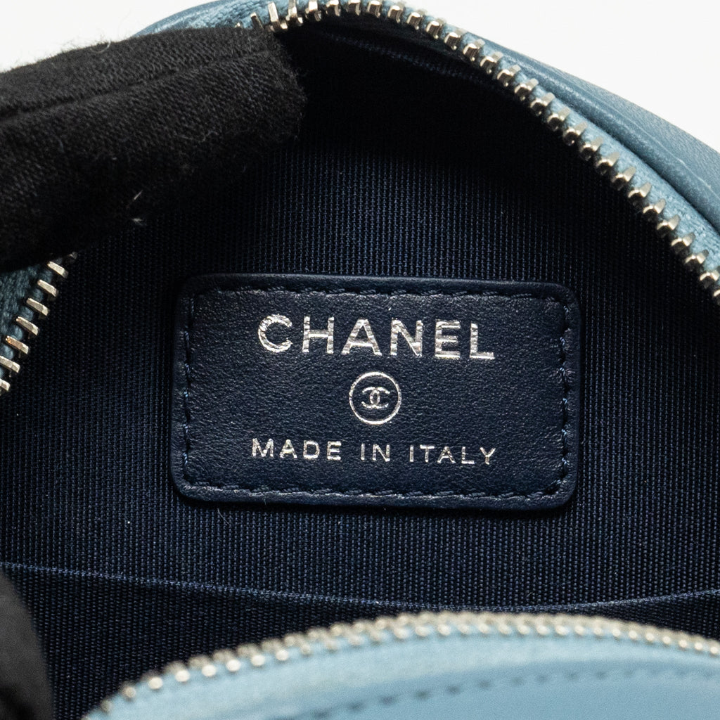 CHANEL ROUND CLUTCH WITH CHAIN LAMBSKIN MULTICOLOUR BLUE SHW