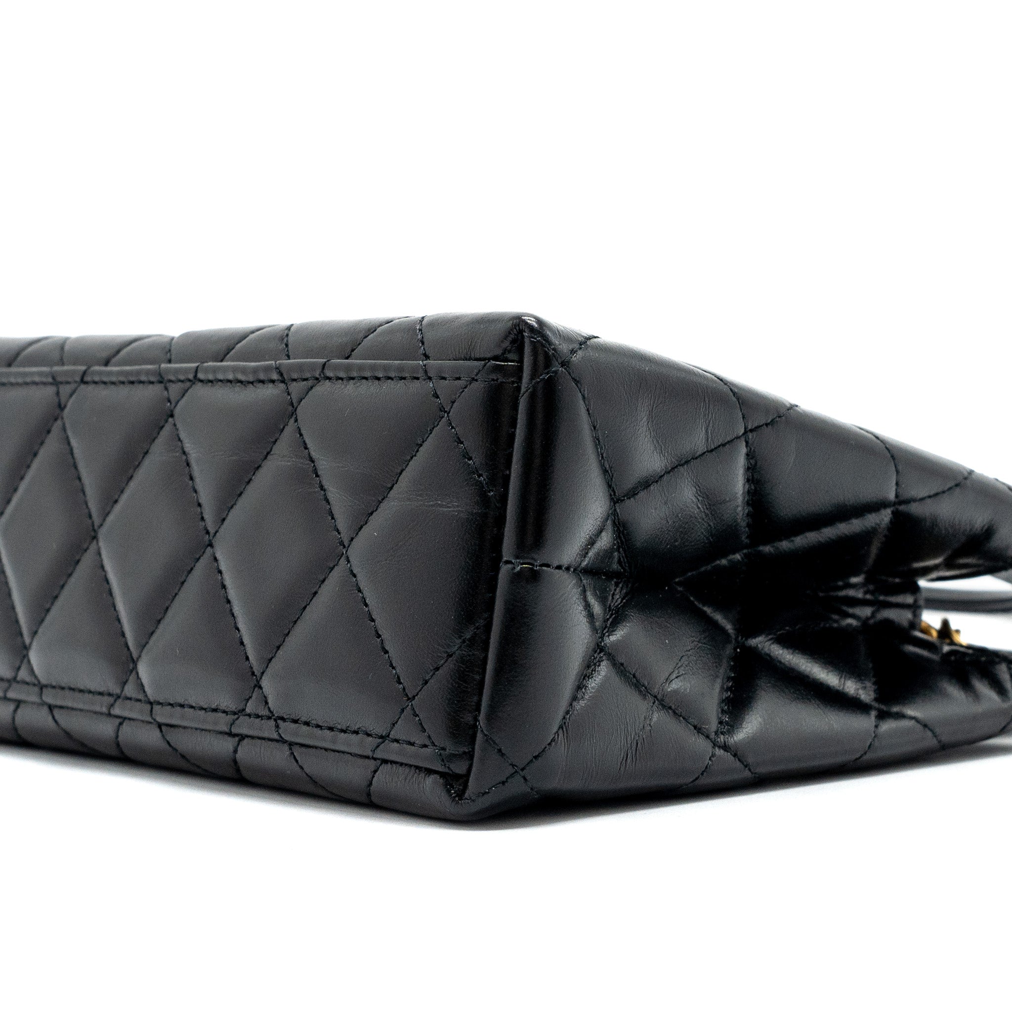 CHANEL 23K MINI SHOPPING TOTE CALFSKIN BLACK GHW(MICROCHIP)