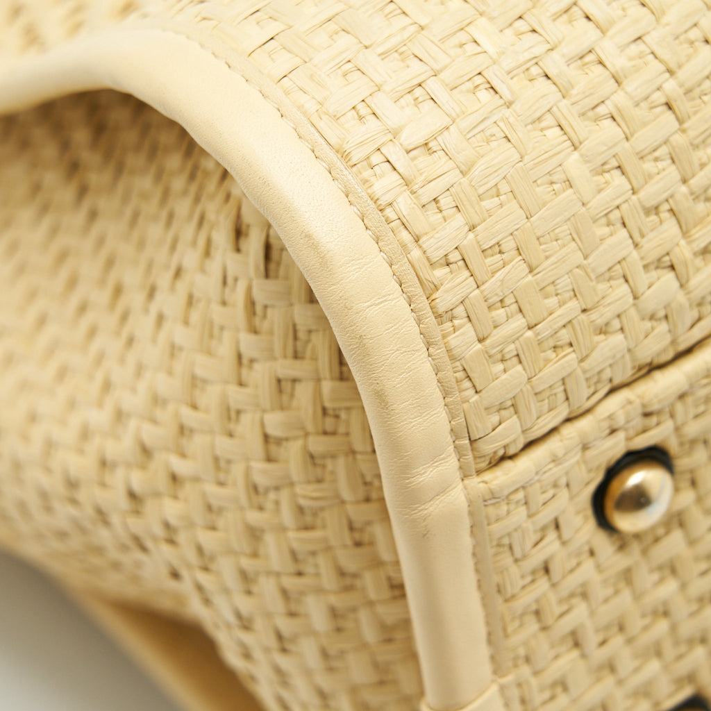 CHANEL GOLD RAFFIA DEAUVILLE TOTE BAG GHW
