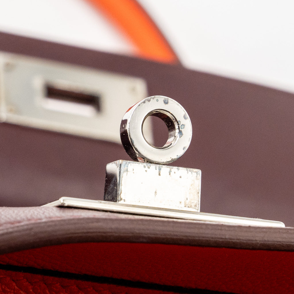 HERMES TOOL BOX 20 EVERCOLOR ORANGE POPPY/ BORDEAUX SHW