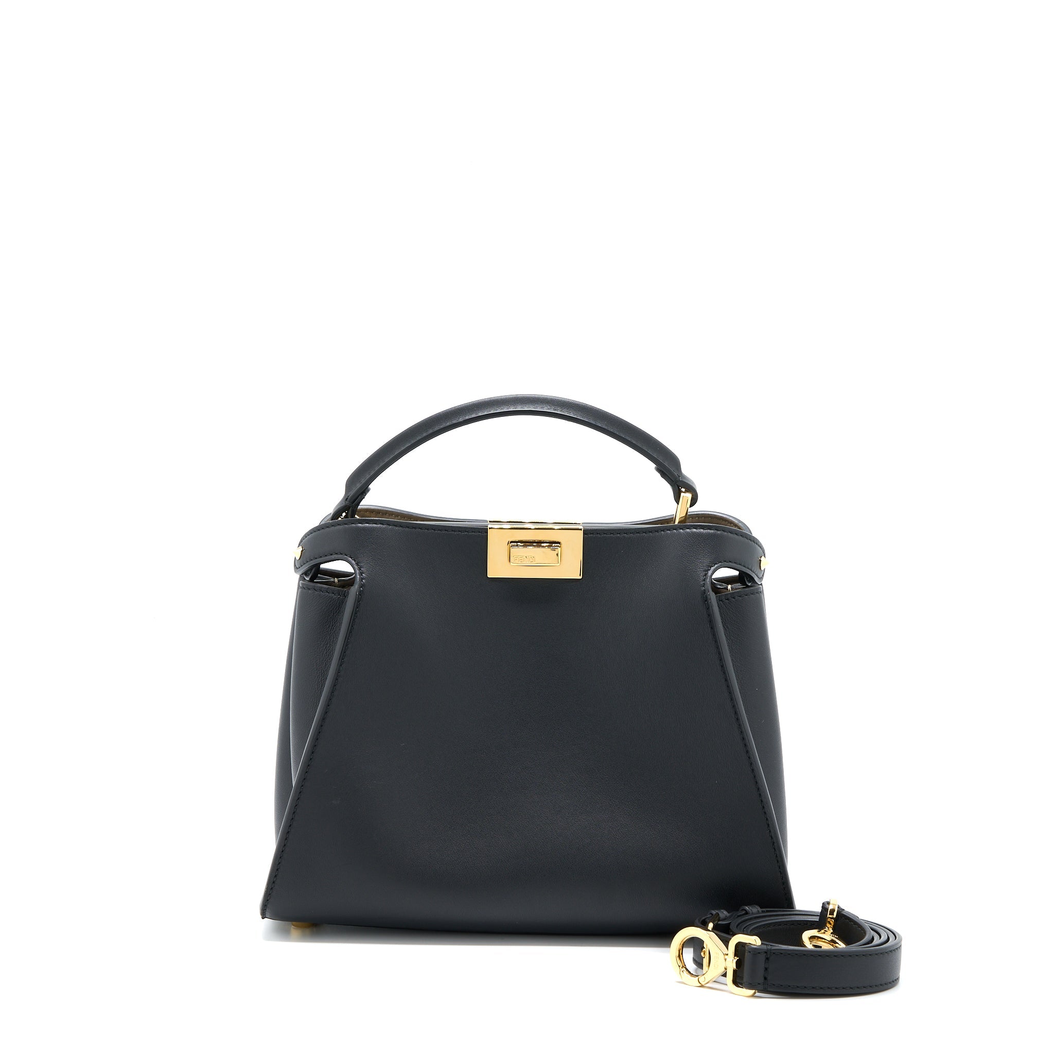 FENDI SMALL PEEKABOO ICONIC BAG CALFSKIN BLACK GHW