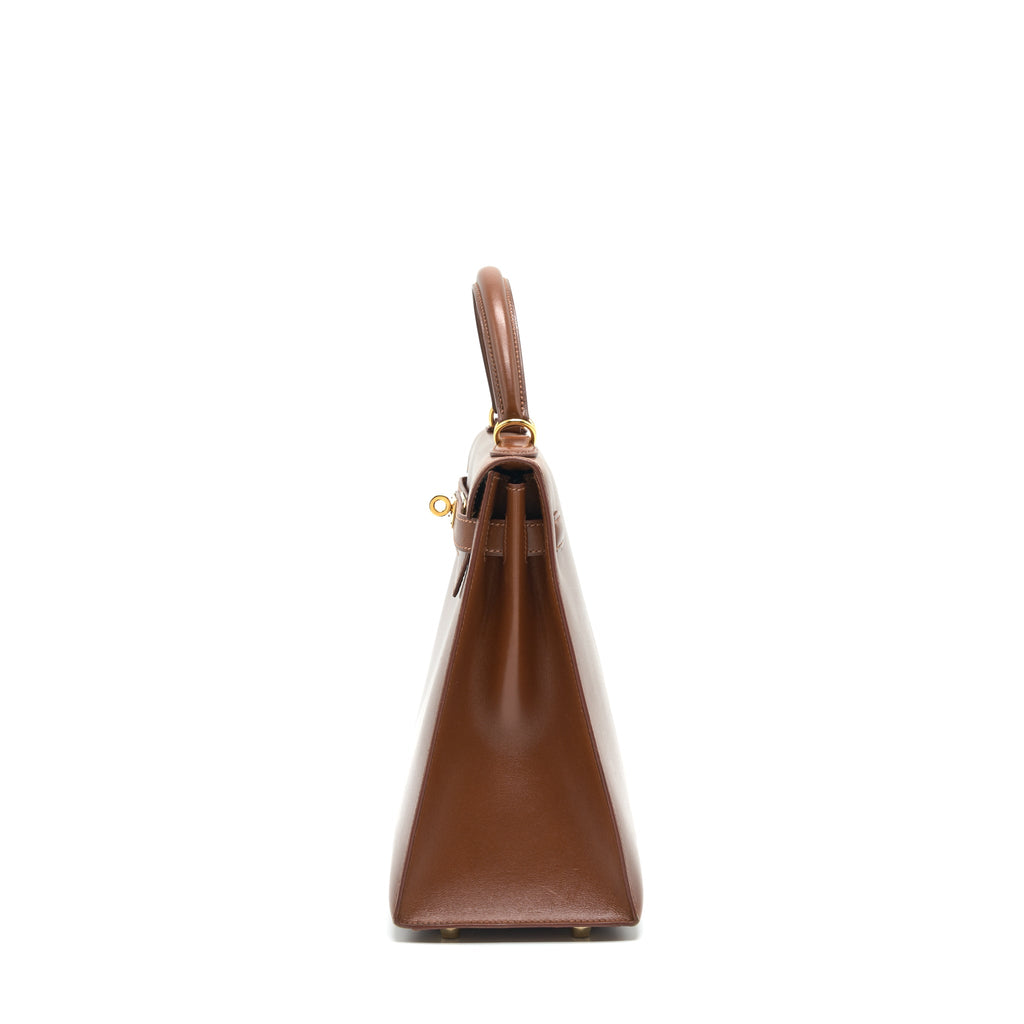 HERMES VINTAGE KELLY 32 BROWN GHW BOX LEATHER