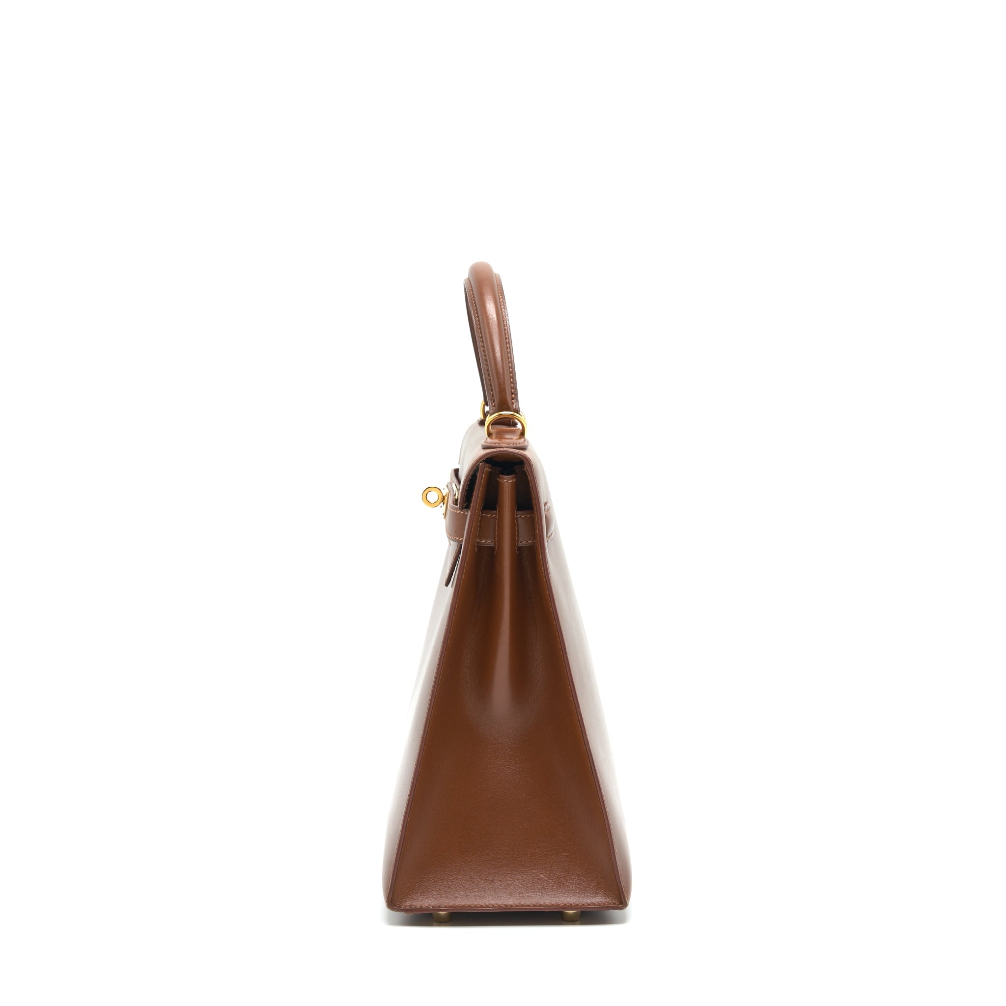 HERMES VINTAGE KELLY 32 BROWN GHW BOX LEATHER