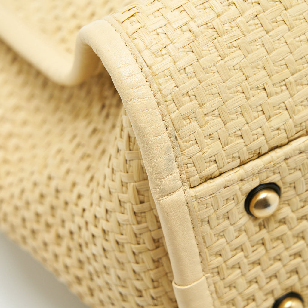 CHANEL GOLD RAFFIA DEAUVILLE TOTE BAG GHW